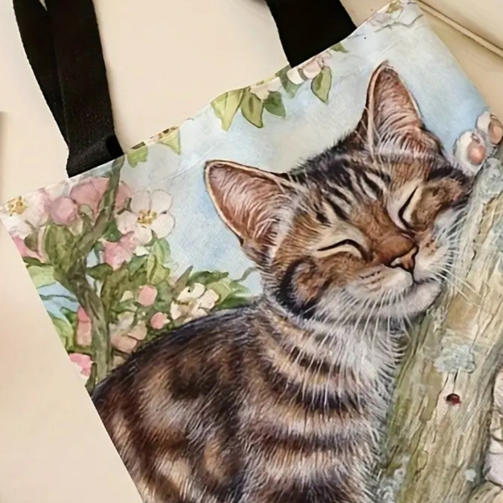 SLEEPY KITTY Cat Tote Bag